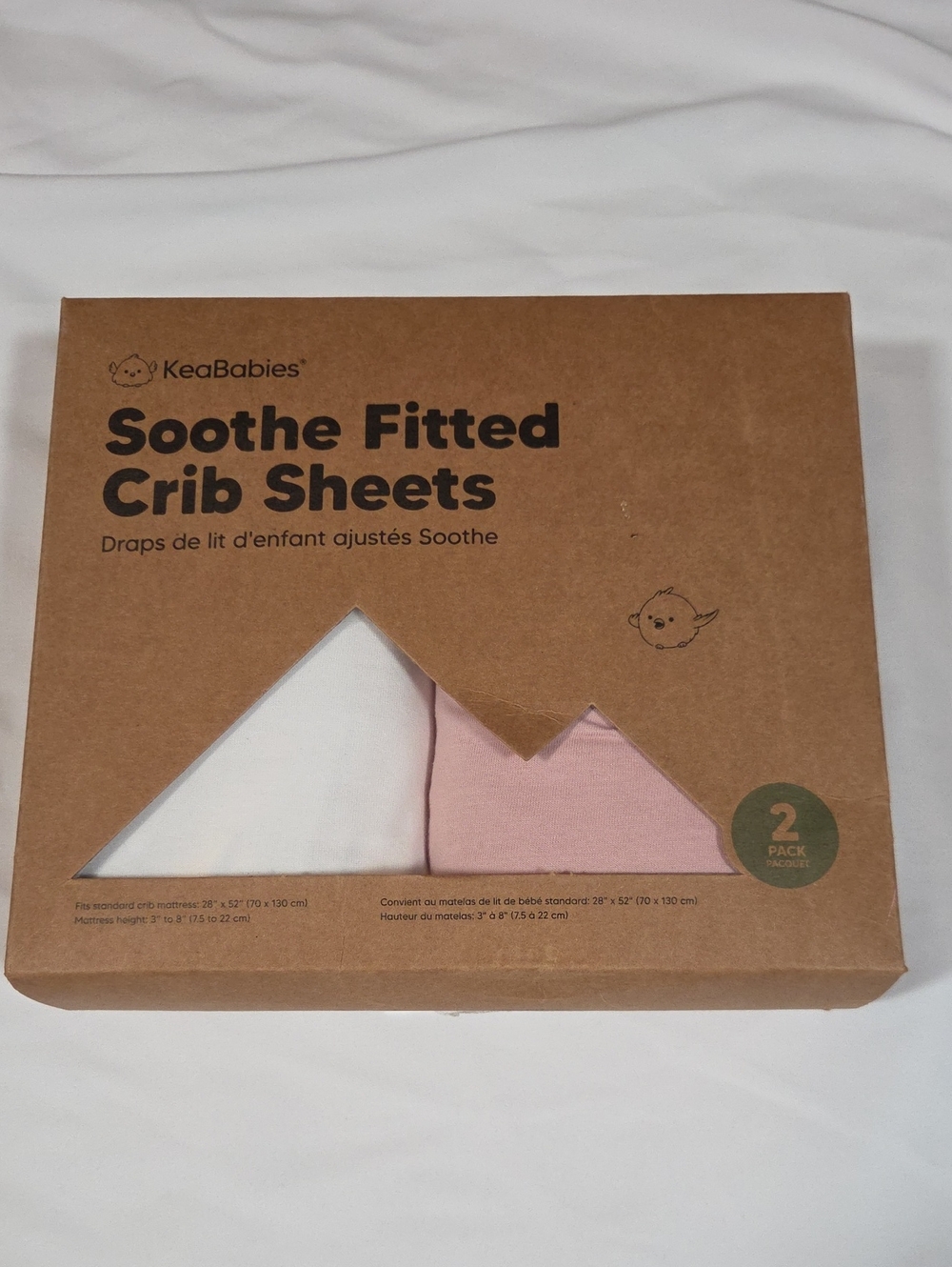 NWOT Keababies Soothe Fitted Crib Sheets Pink And White